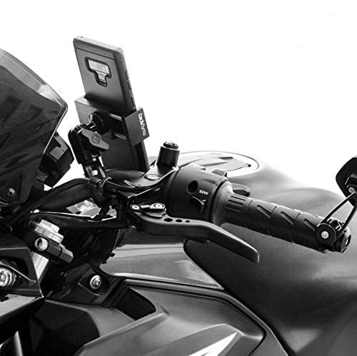 Motorcycle Phone Mount with Spring Cradle Universal Clamp and Short Arm