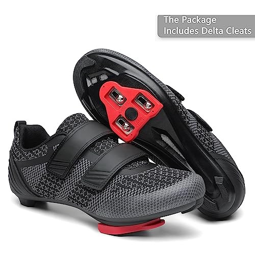Unisex Clipless Cycling Shoes with Delta Cleats for Indoor Outdoor Riding