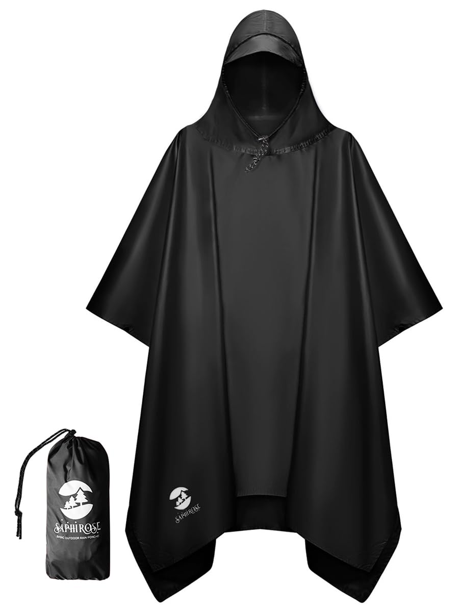 Hooded Waterproof Rain Poncho for Men and Women