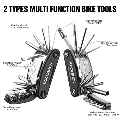 Portable 20 in 1 Folding Bike Multitool with Allen Wrench and Tire Levers
