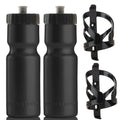 Two Pack Bike Water Bottle and Cage Set with 22oz Squeeze Bottles