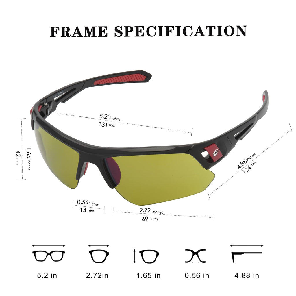 Wrap Semi Rimless Sports Sunglasses with UV400 Protection