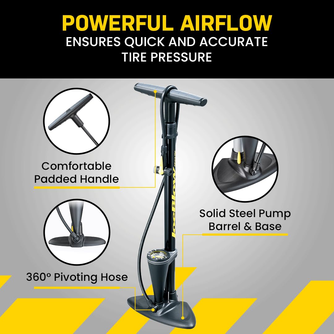 160 PSI Bicycle Floor Pump for Presta Schrader and Dunlop Valves