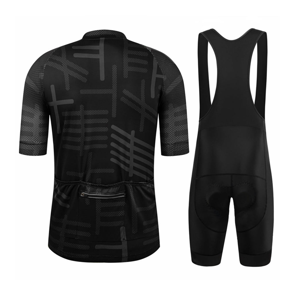 Mens Short Sleeve Road Cycling Jersey and Padded Bib Shorts Set