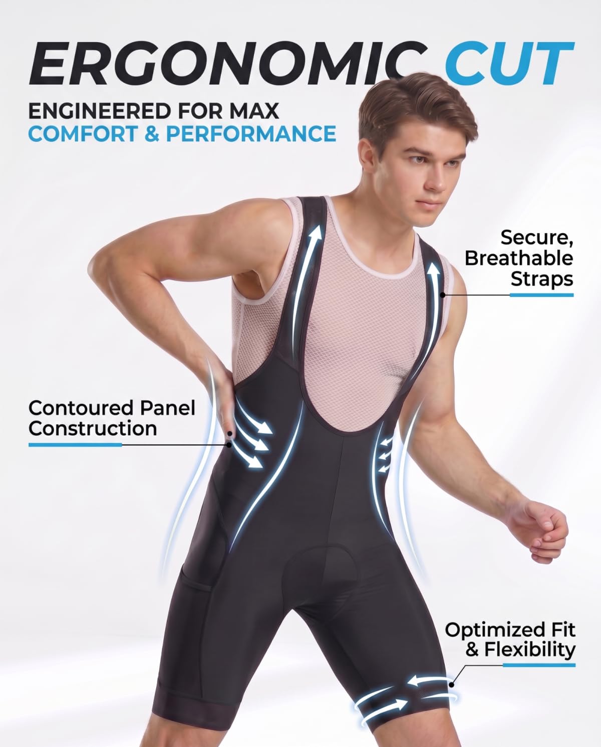 Mens 4D Padded Anti Chafe Compression Cycling Bib Shorts