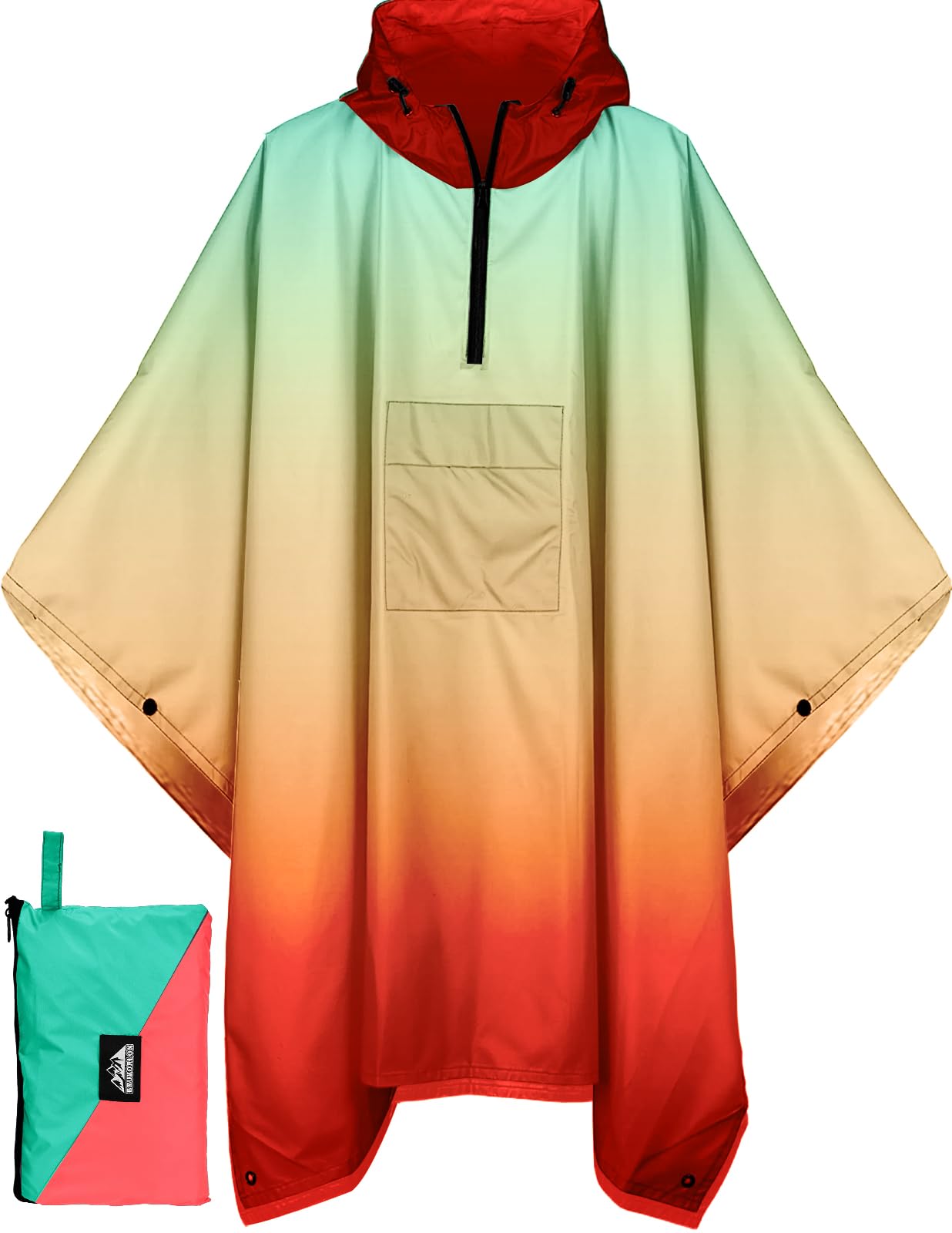 Waterproof 3 in 1 Rain Poncho and Ground Mat for Adults and Youth