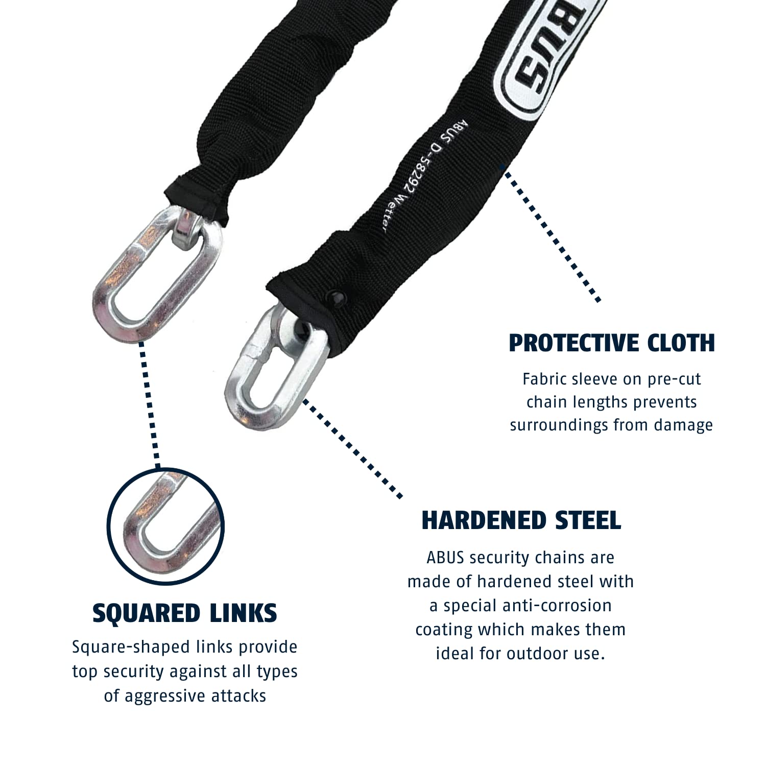 Hardened Steel Square Security Chain for Bikes Trailers and Motorcycles