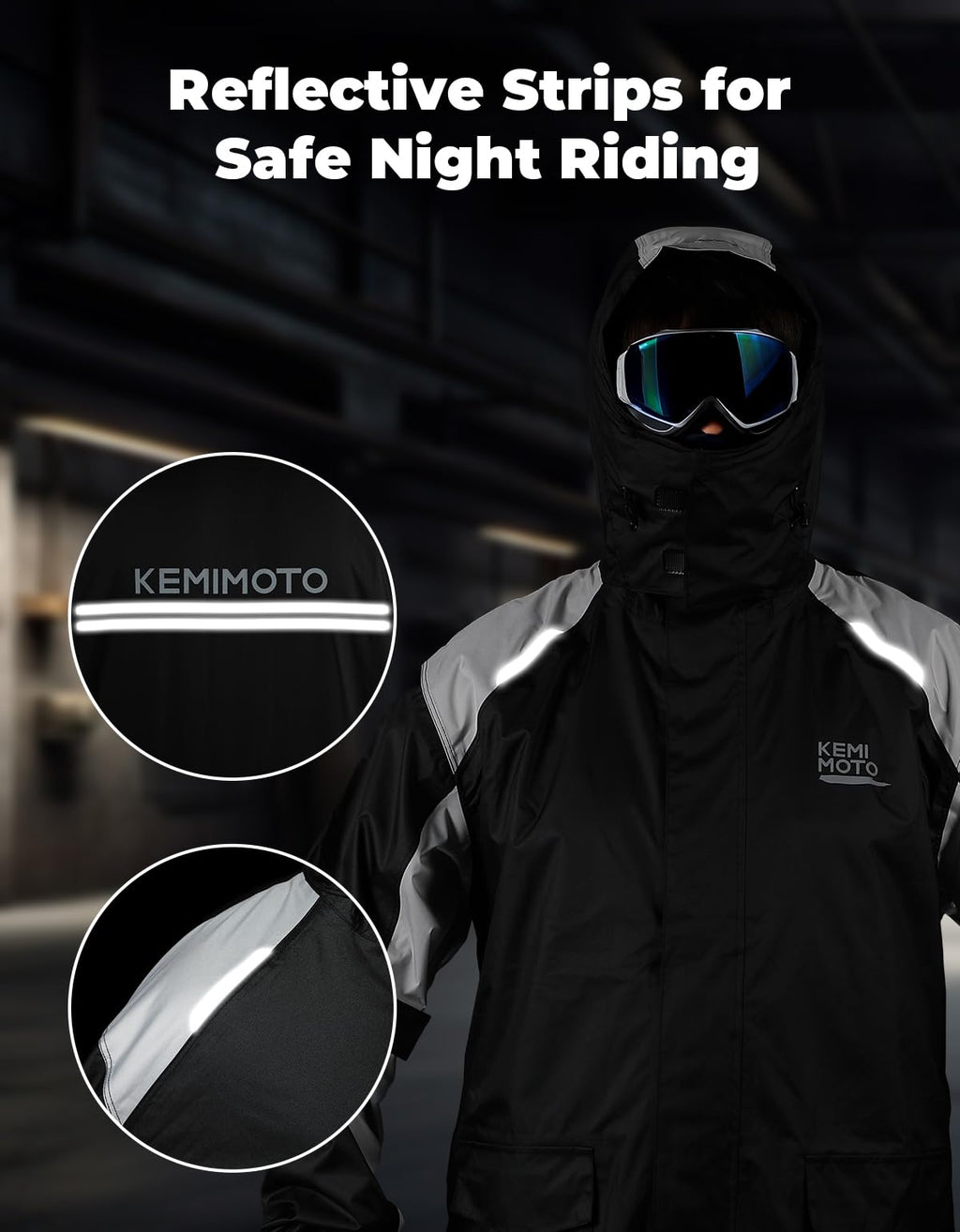 Mens Breathable Waterproof Motorcycle Rain Suit with Jacket and Pants
