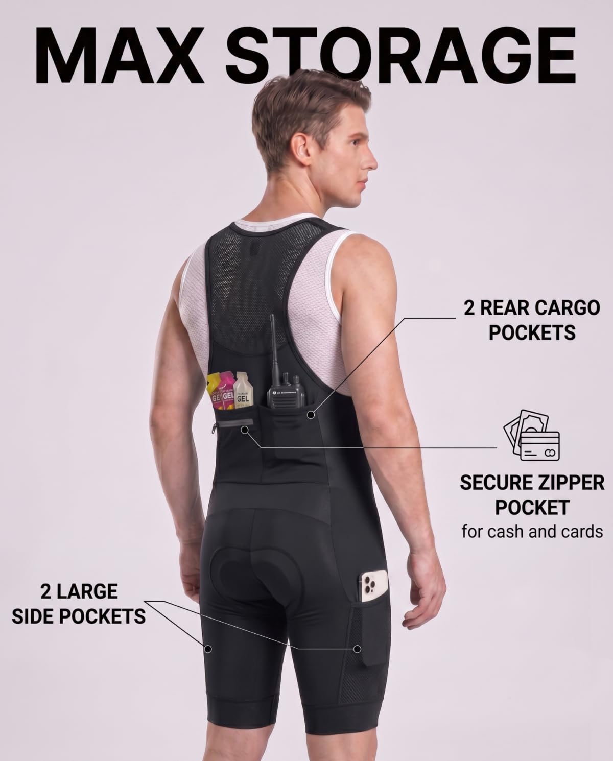 Mens 4D Padded Anti Chafe Compression Cycling Bib Shorts