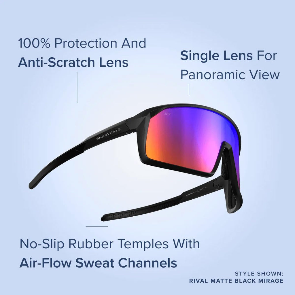 Mens Panoramic Polarized Shield Sunglasses with Single Lens
