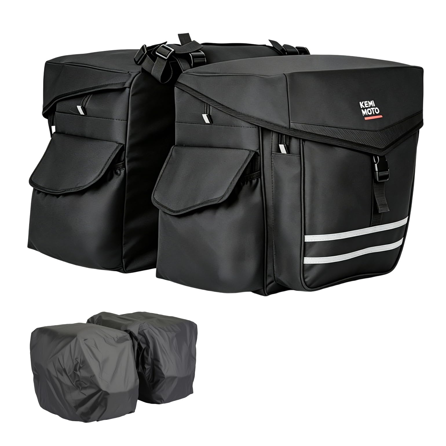 Waterproof 40L 50L Bike Pannier Bags with Rain Cover and Reflective Strip