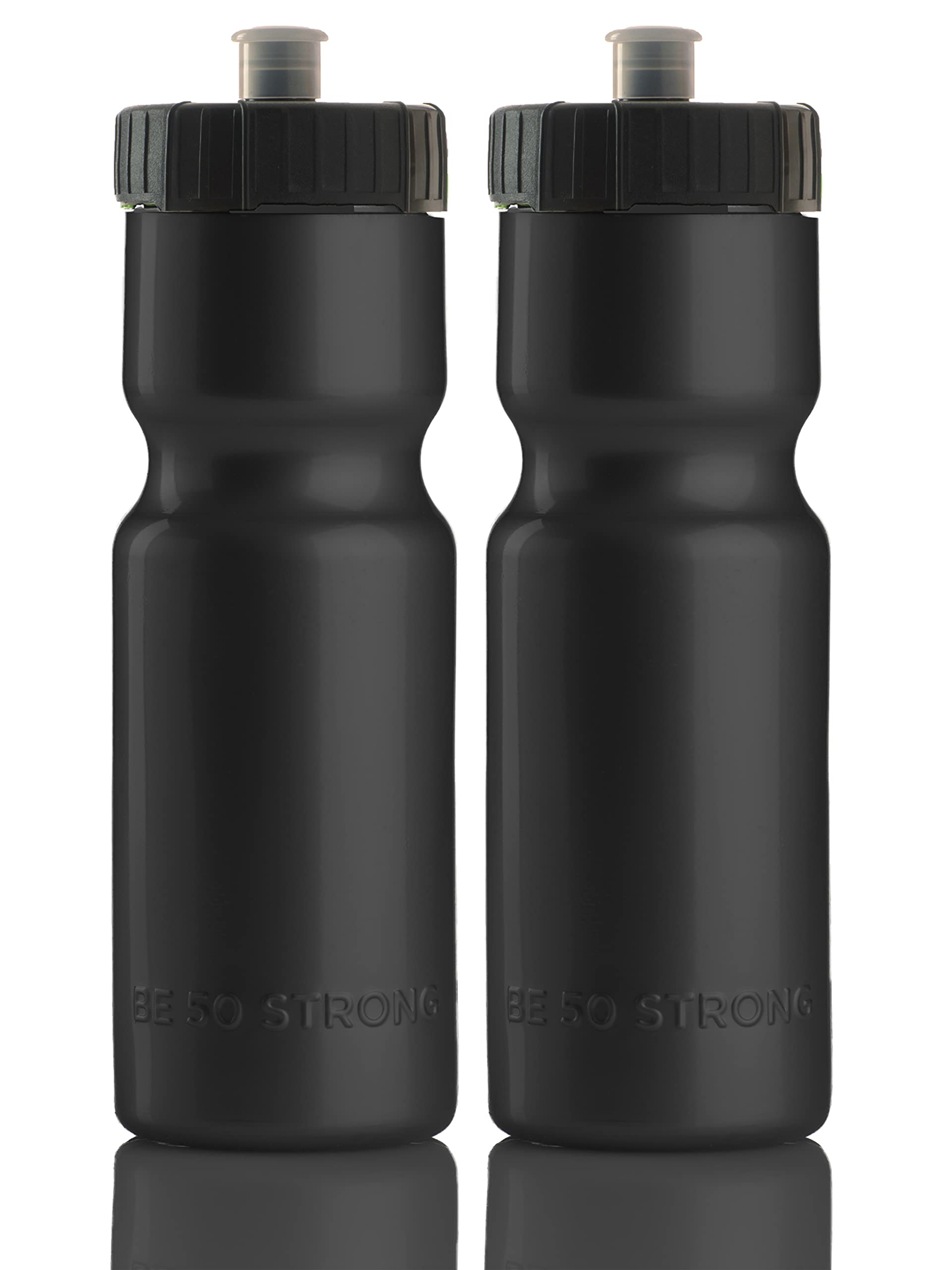 Two Pack Bike Water Bottle and Cage Set with 22oz Squeeze Bottles