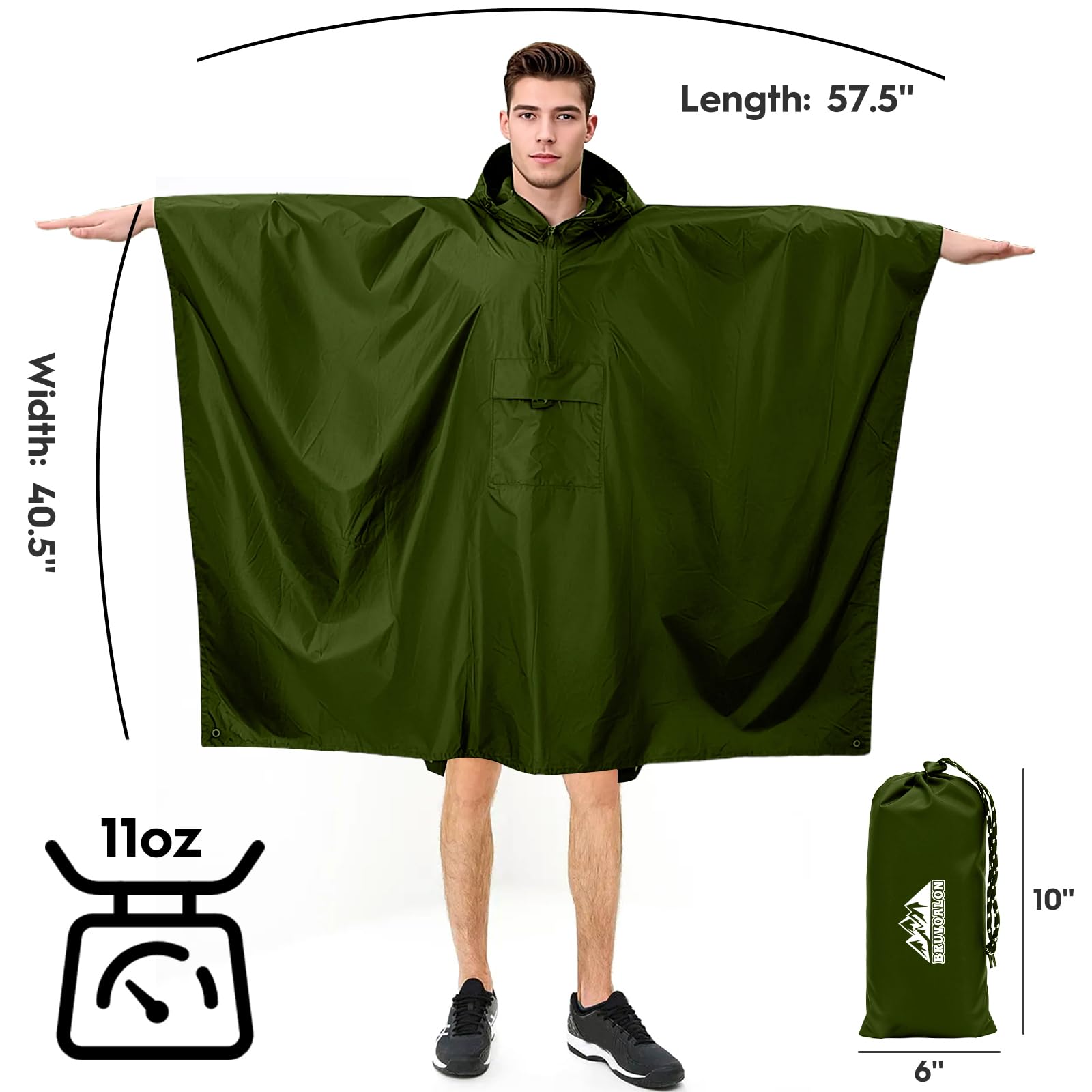 Waterproof 3 in 1 Rain Poncho and Ground Mat for Adults and Youth