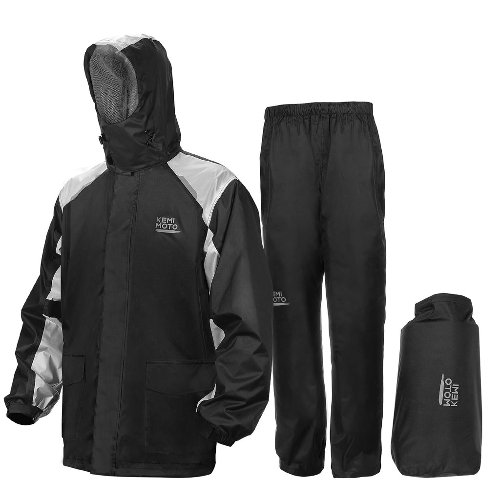 Mens Breathable Waterproof Motorcycle Rain Suit with Jacket and Pants