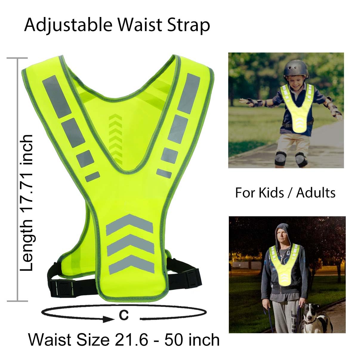 Reflective Running Safety Vest with Pocket for Night Cycling and Walking
