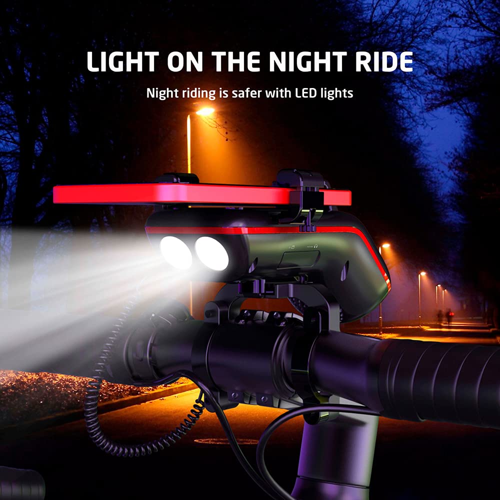 Multifunctional Bike Phone Holder with Speaker Light Horn and Power Bank