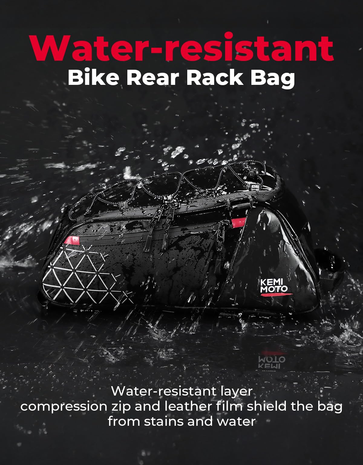 Water Resistant Rear Bike Rack Bag with Removable Cooler and Shoulder Strap