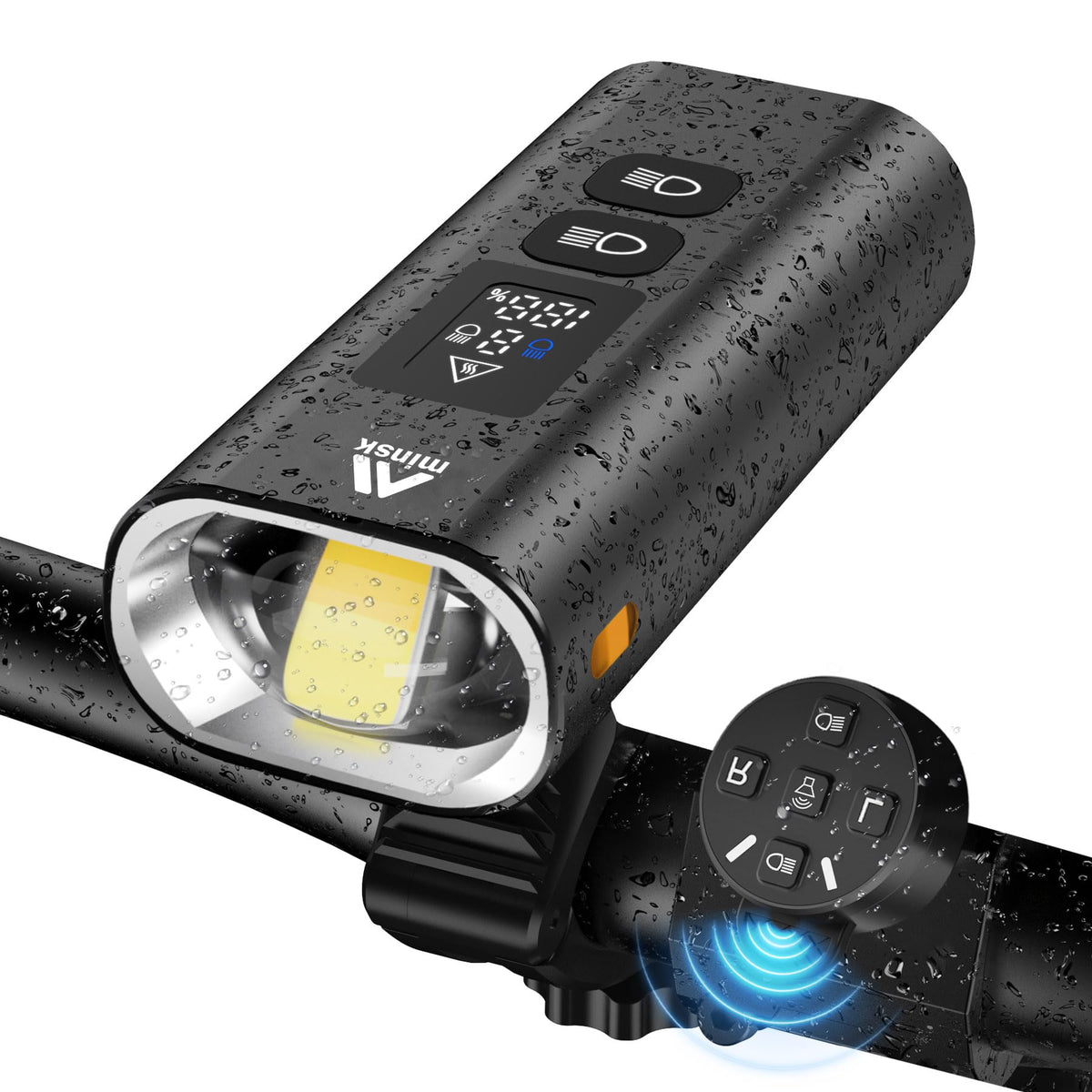 4800 Lumen USB Rechargeable Bike Light with Wide Beam Power Display
