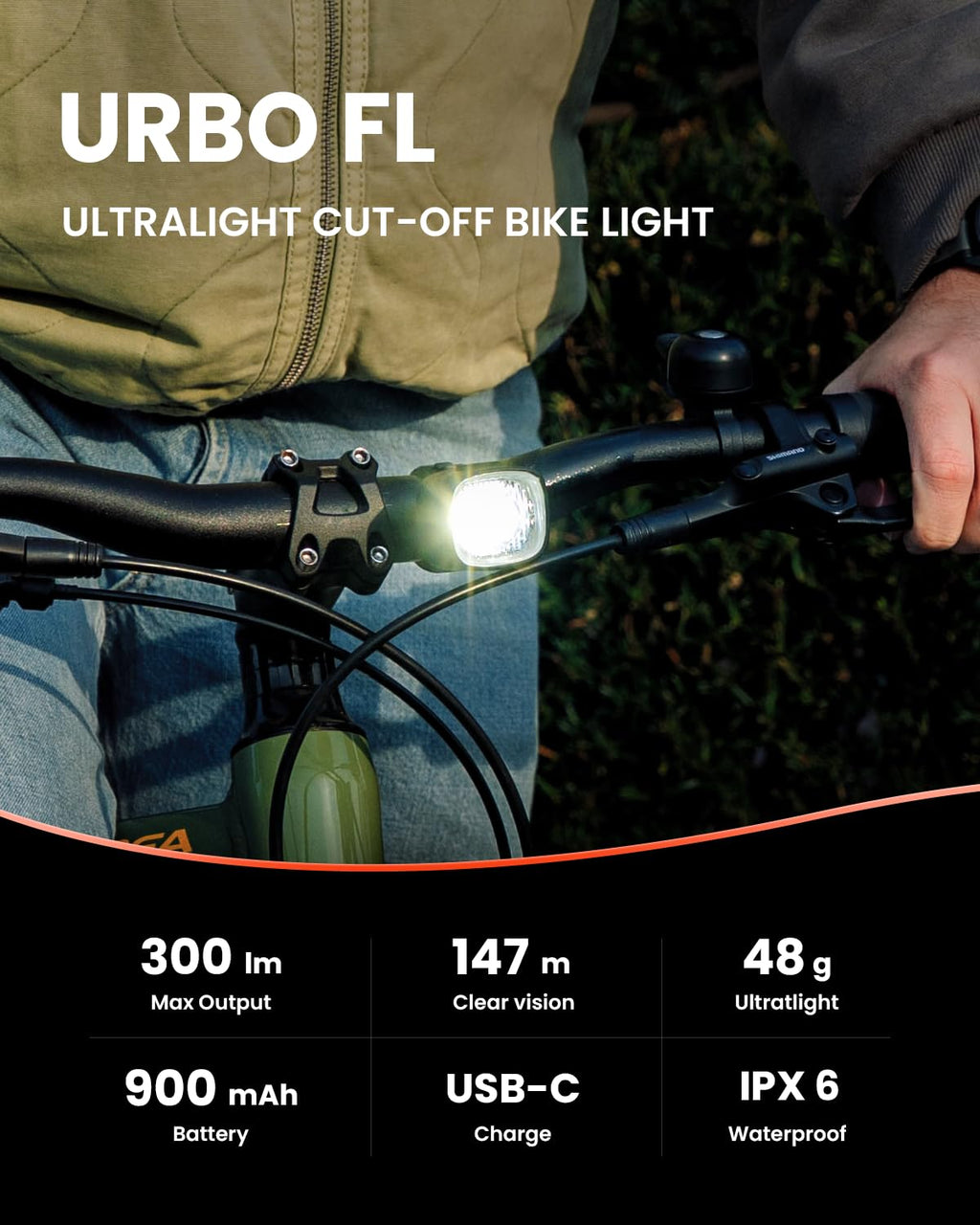 Front and Rear Bike Light Set with Brake Taillight and Auto On Off