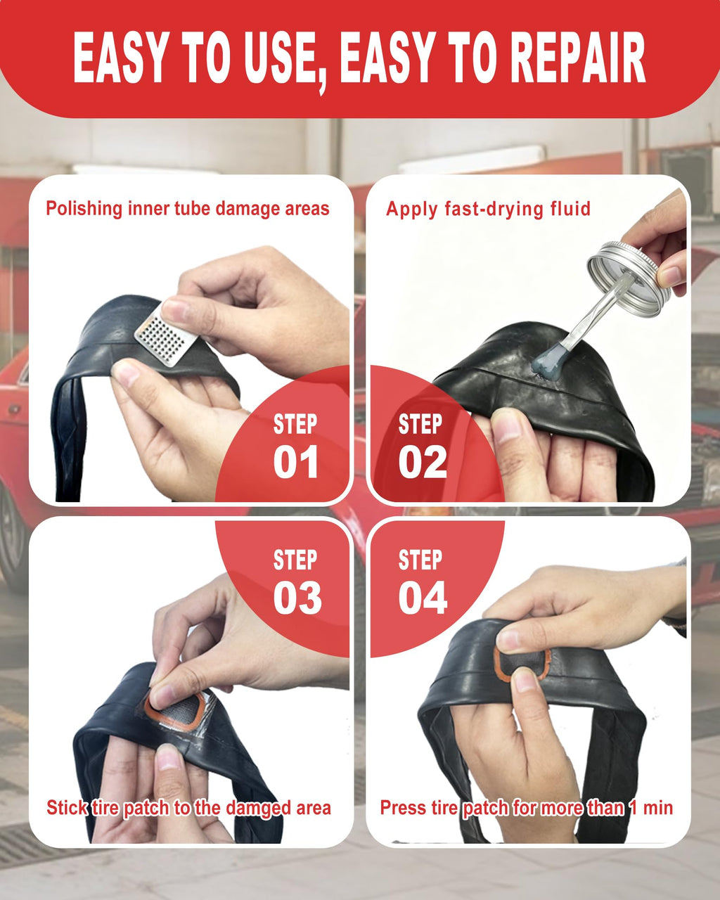 Bike Inner Tube Puncture Repair Kit with 20 Vulcanizing Patches