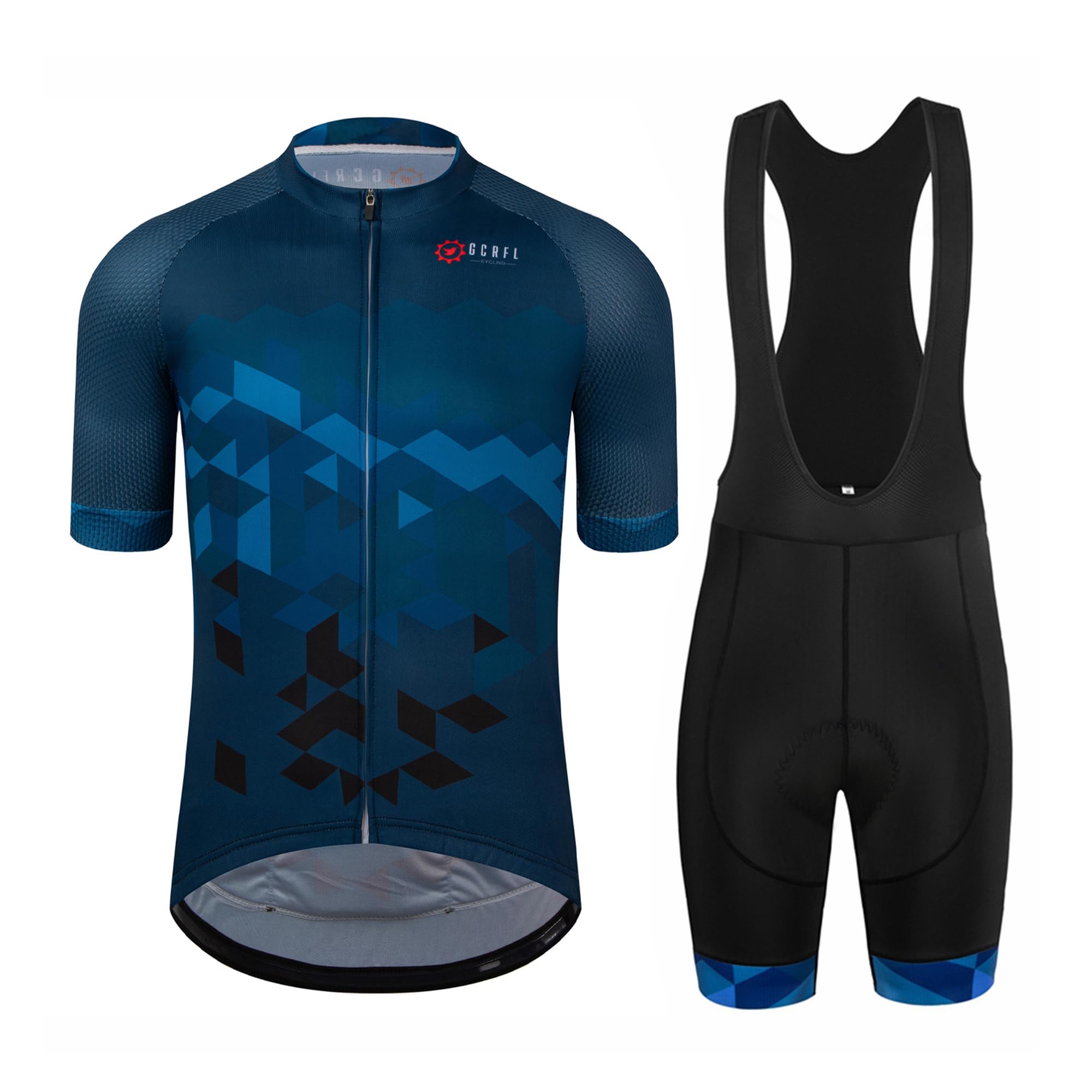Mens Short Sleeve Road Cycling Jersey and Padded Bib Shorts Set