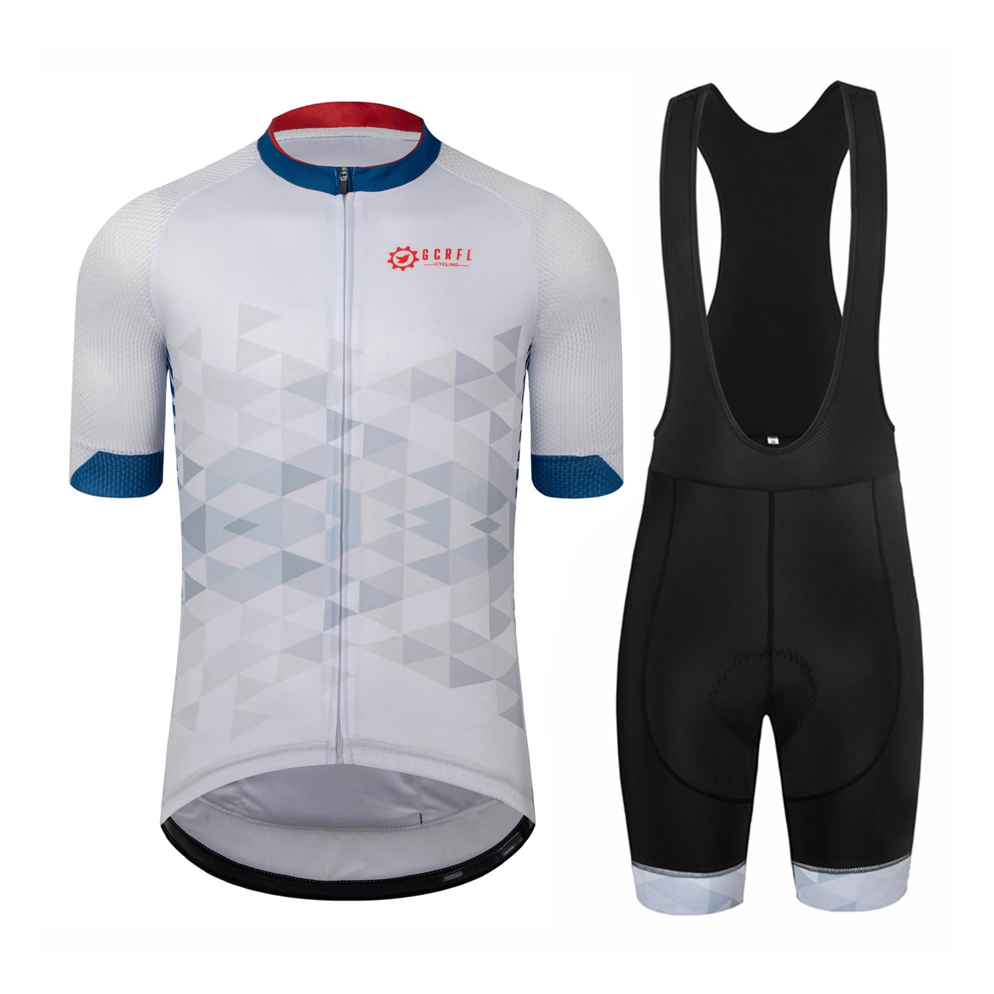 Mens Short Sleeve Road Cycling Jersey and Padded Bib Shorts Set