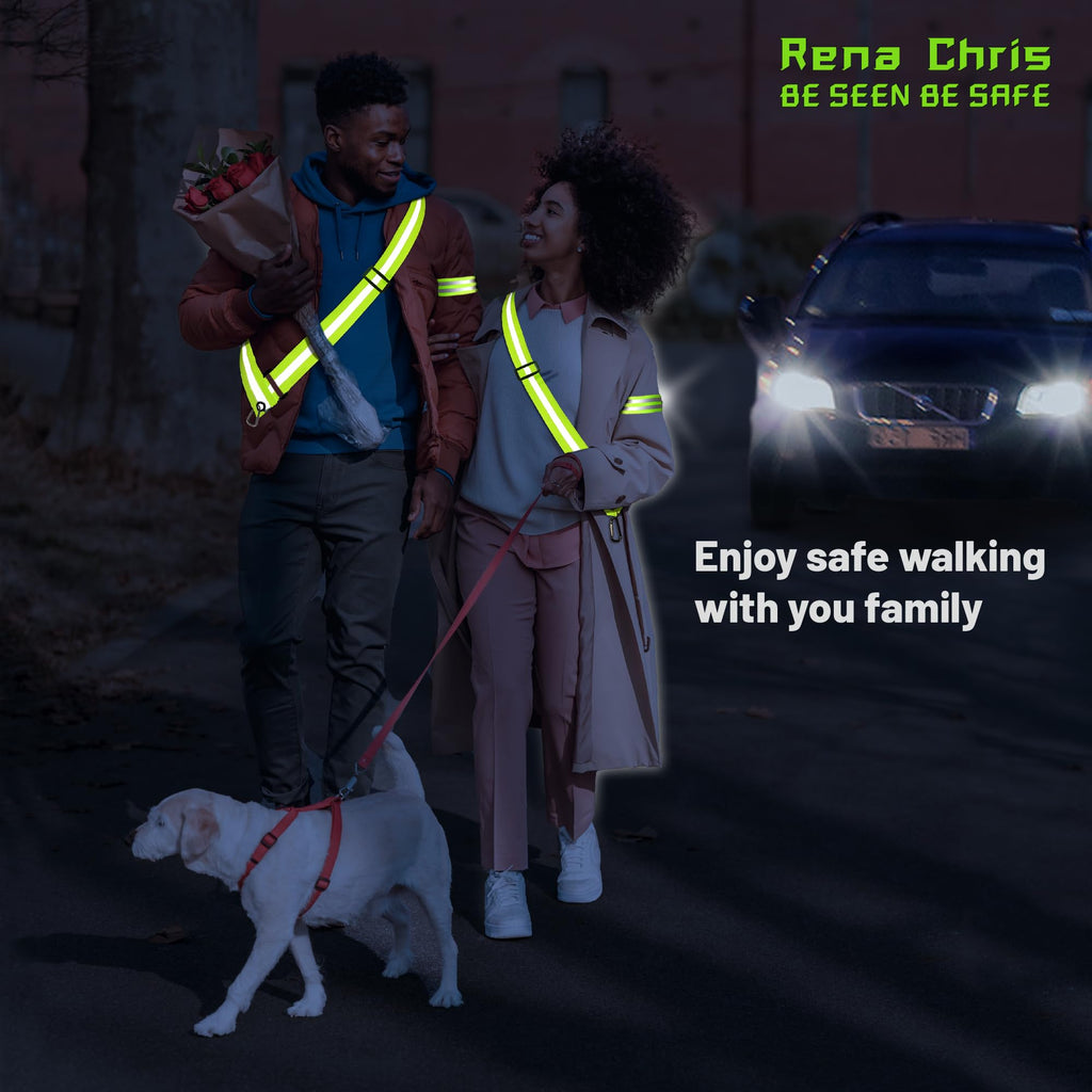 Reflective Sash Belt and Armband for Night Running and Dog Walking