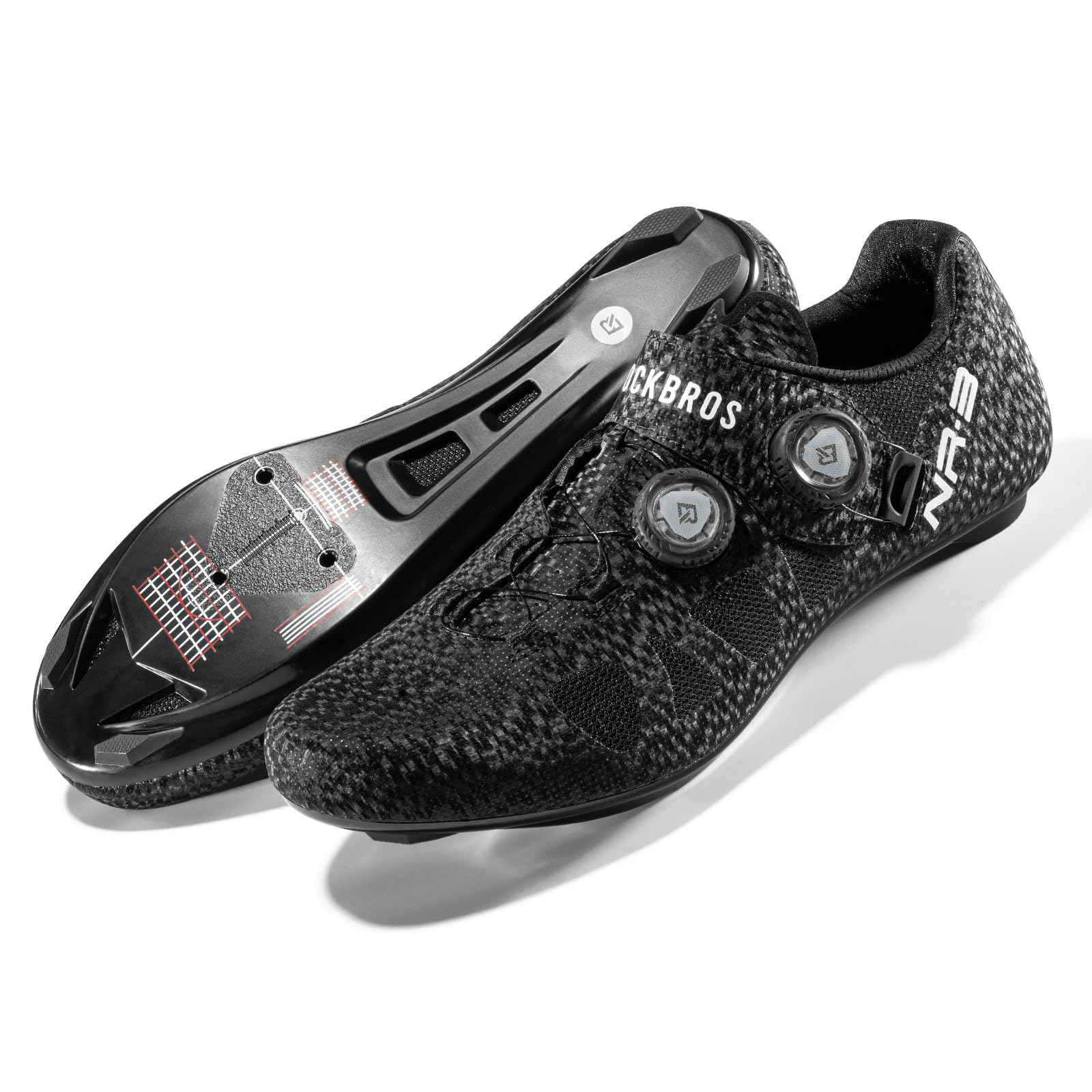 Unisex Breathable Clipless Road Cycling Shoes with Dual Dial Closure