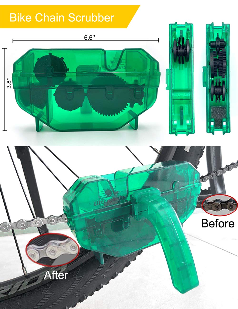 Bike Cleaning Kit with Degreaser Lubricant Chain Scrubber and Brushes