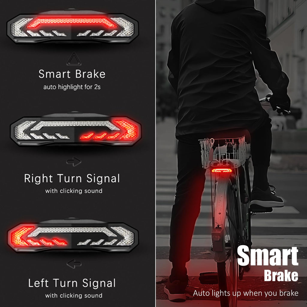 Smart Bike Rack Tail Light with Turn Signals Brake Light and Alarm