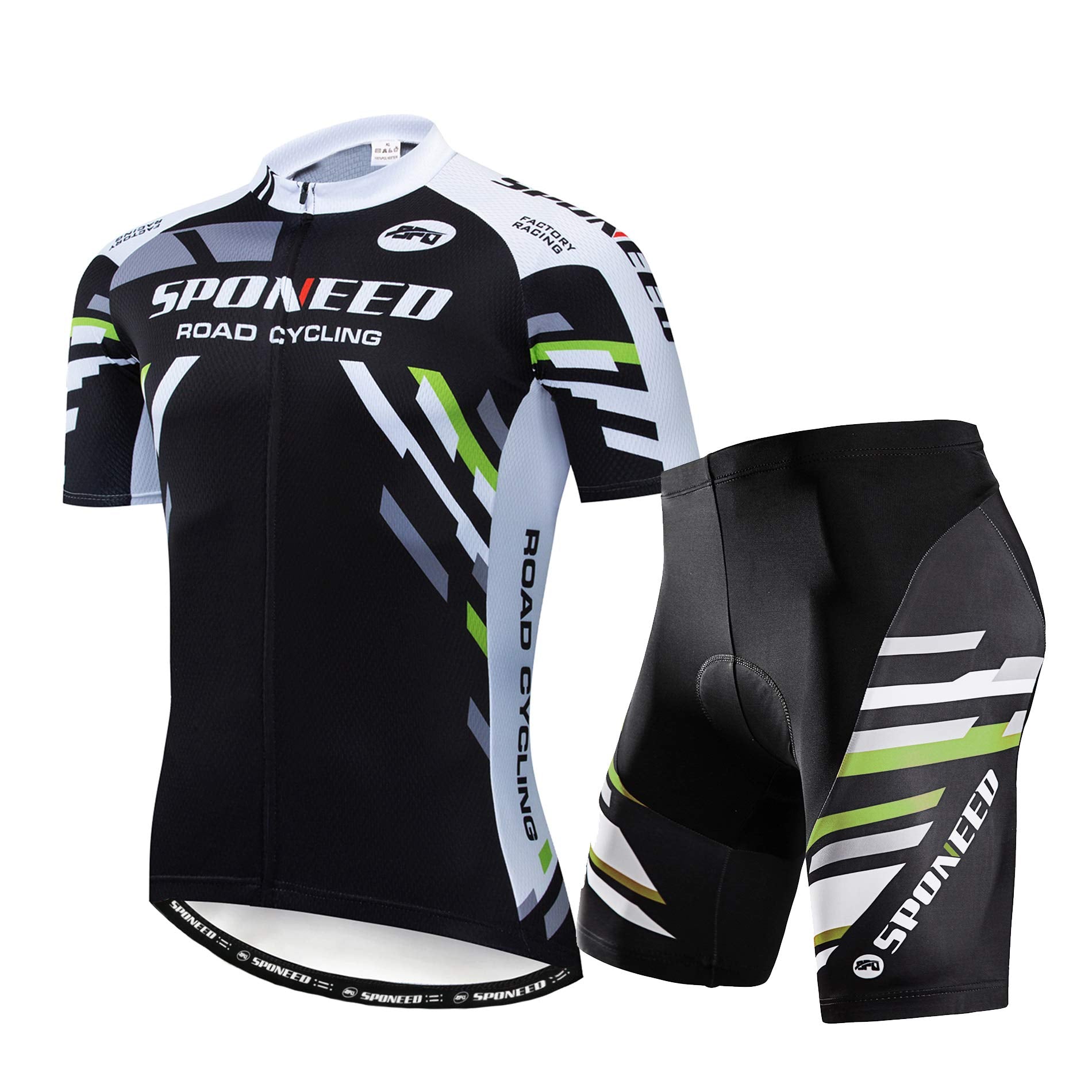 Mens Short Sleeve Cycling Jersey and Padded Road Bike Shorts