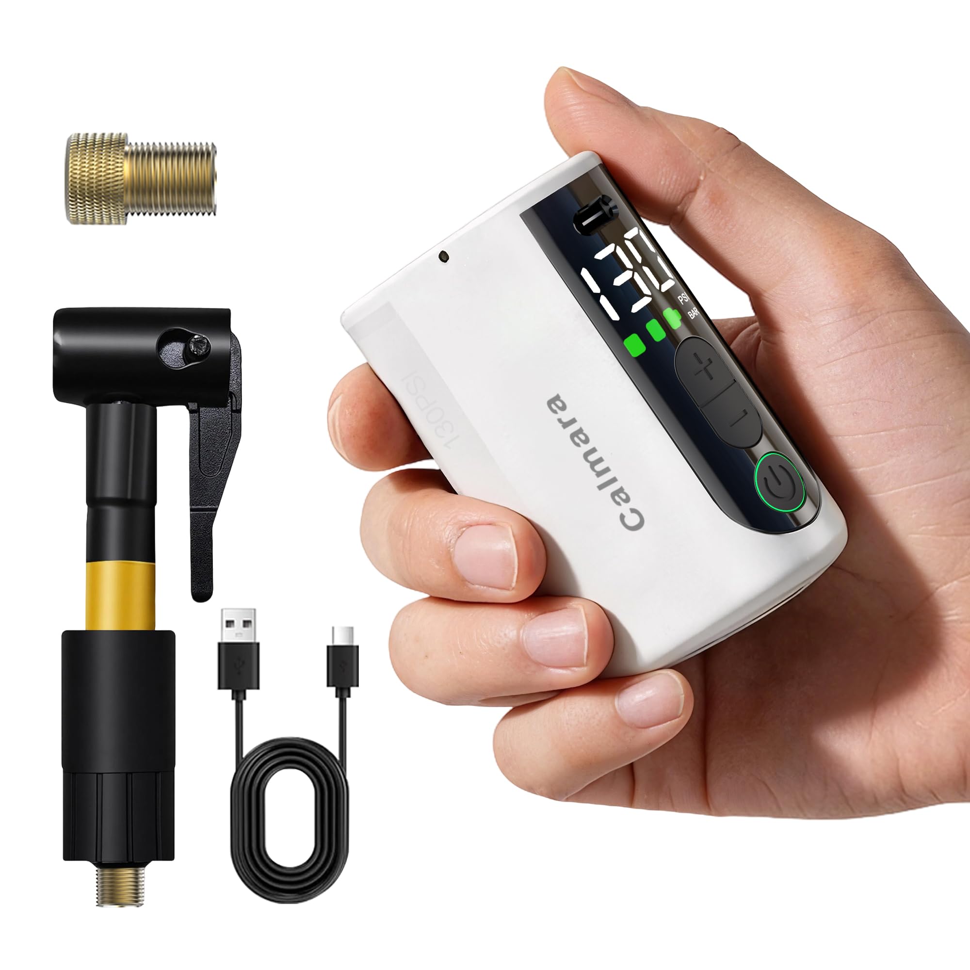 Portable Electric Bike Pump with Gauge Auto Stop and 130 PSI Inflation