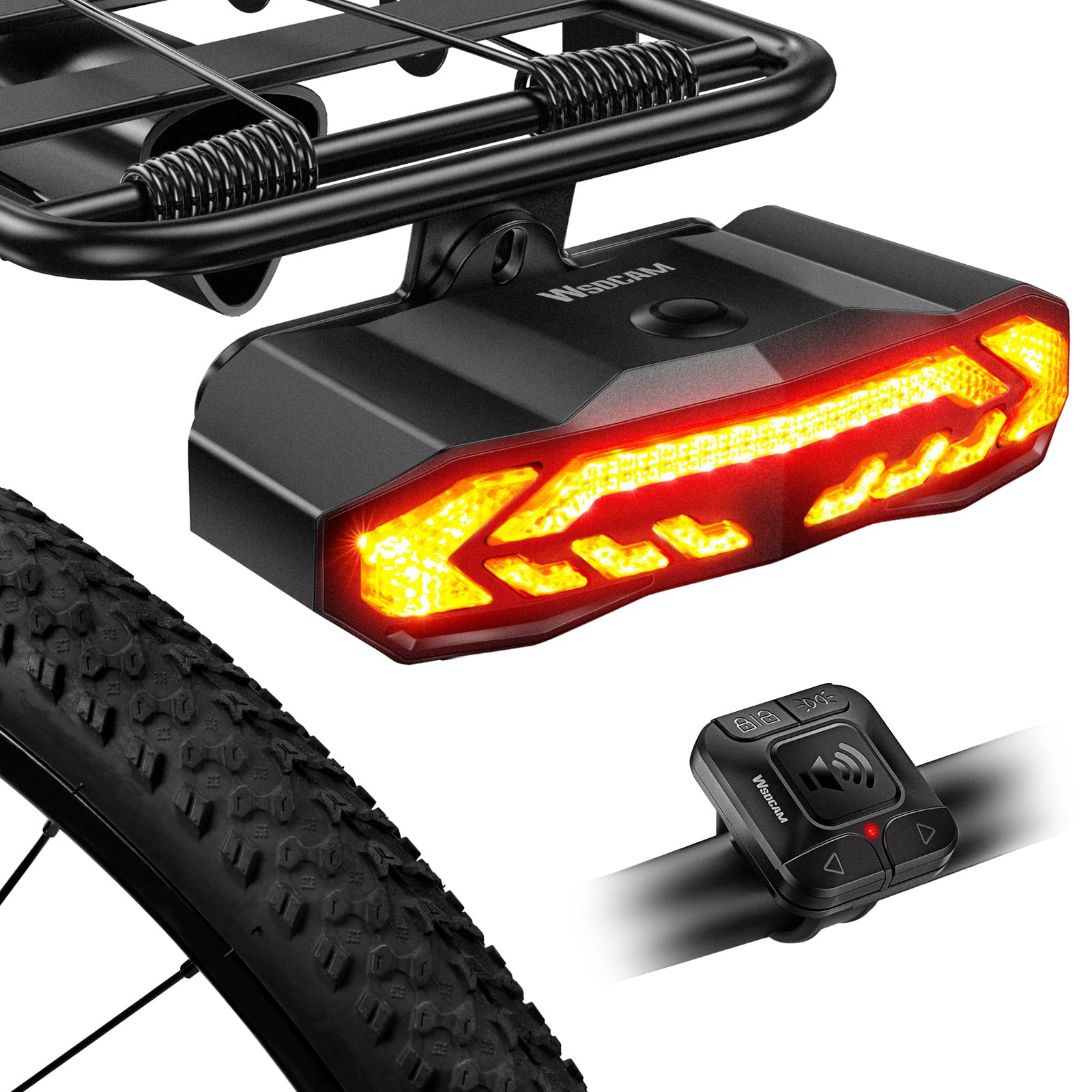 Smart Bike Rack Tail Light with Turn Signals Brake Light and Alarm