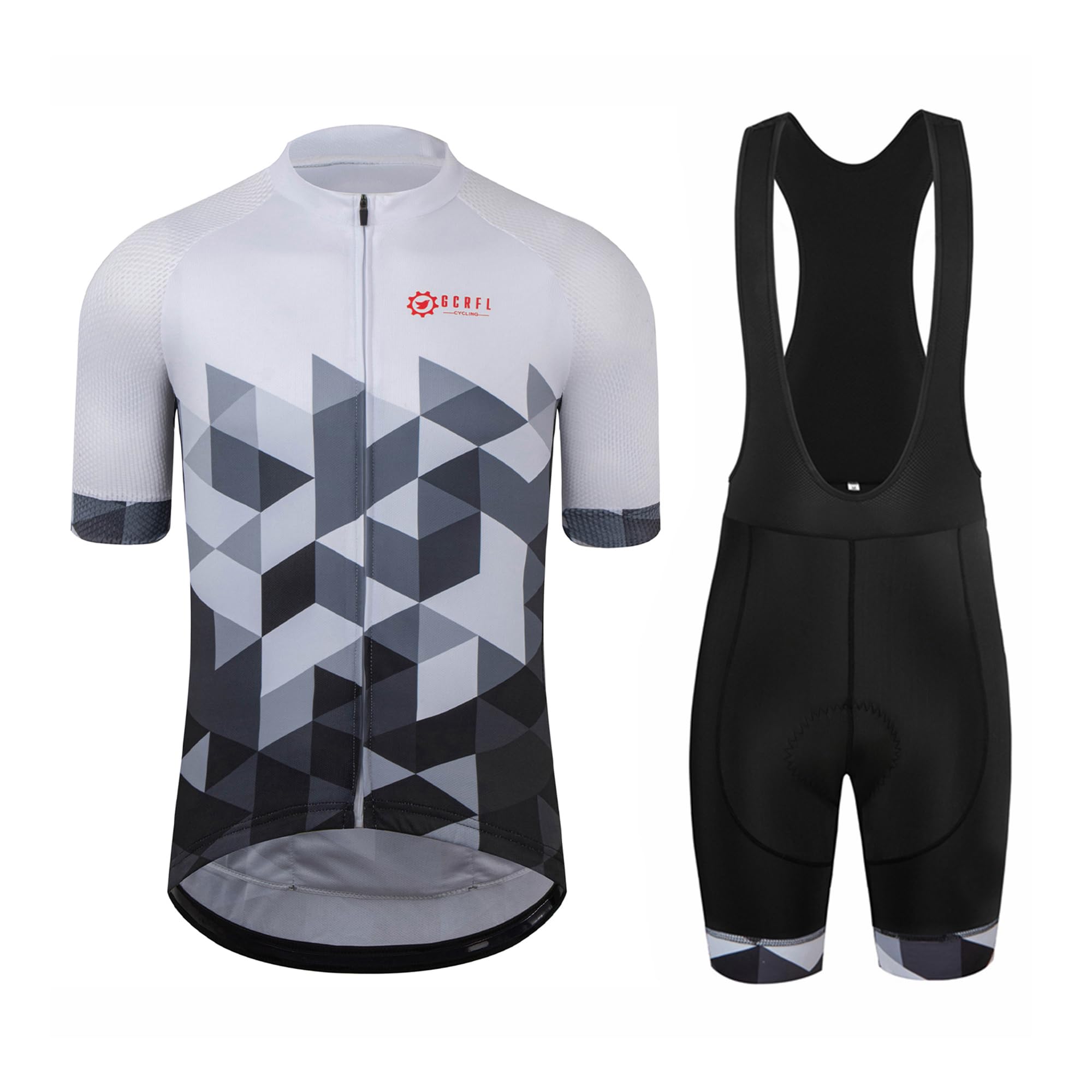 Mens Short Sleeve Road Cycling Jersey and Padded Bib Shorts Set
