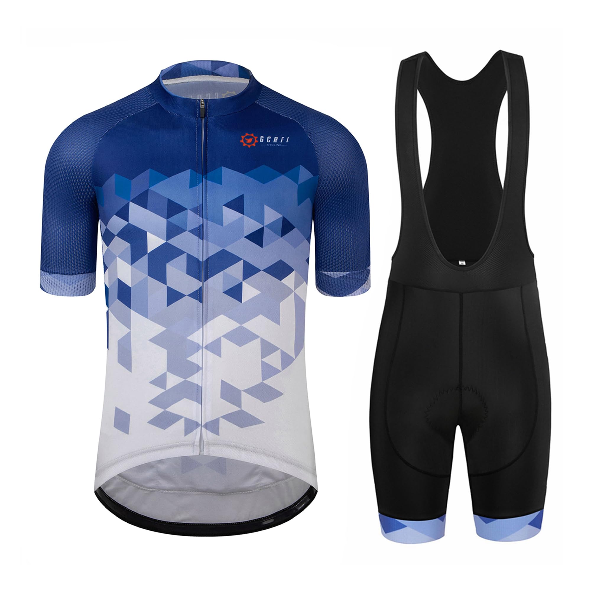 Mens Short Sleeve Road Cycling Jersey and Padded Bib Shorts Set