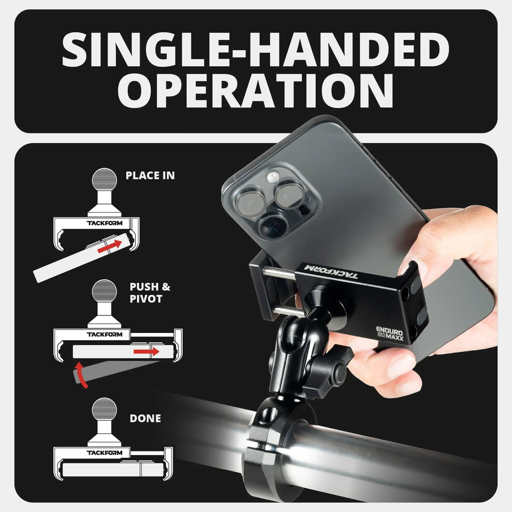 Motorcycle Phone Mount with Spring Cradle Universal Clamp and Short Arm