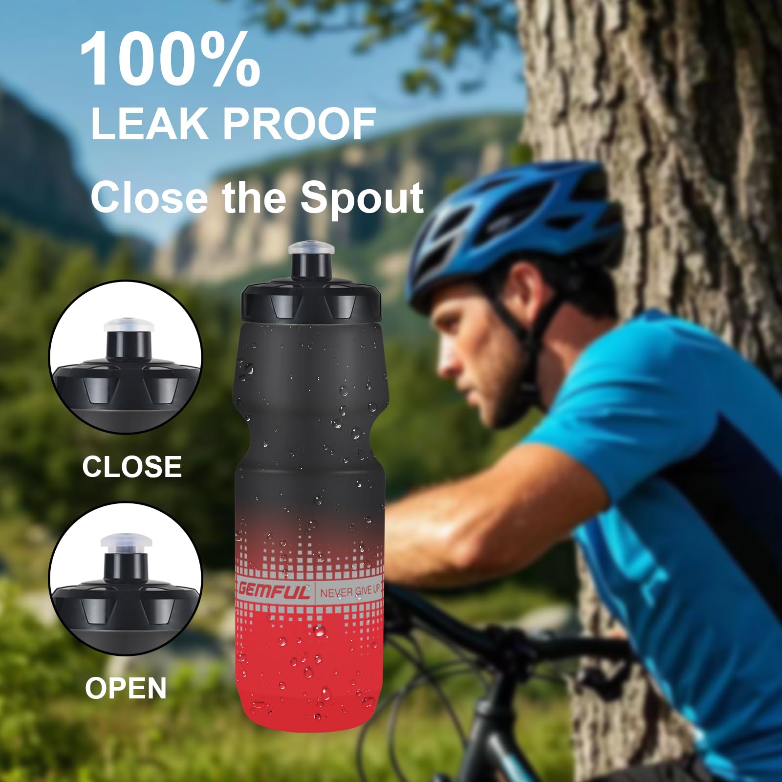 Leakproof 750ml BPA Free Squeeze Bike Water Bottle for Road and MTB