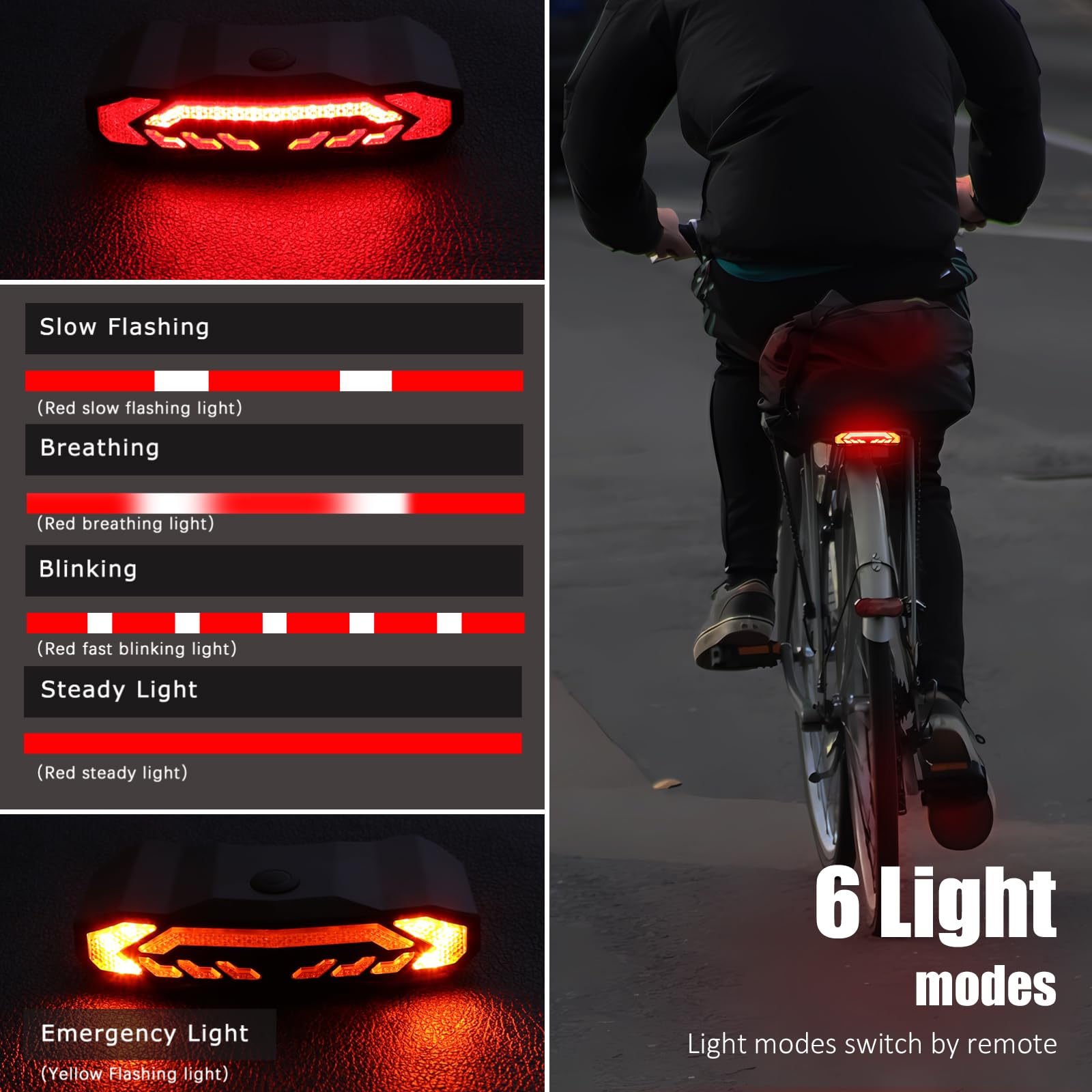 Smart Bike Rack Tail Light with Turn Signals Brake Light and Alarm