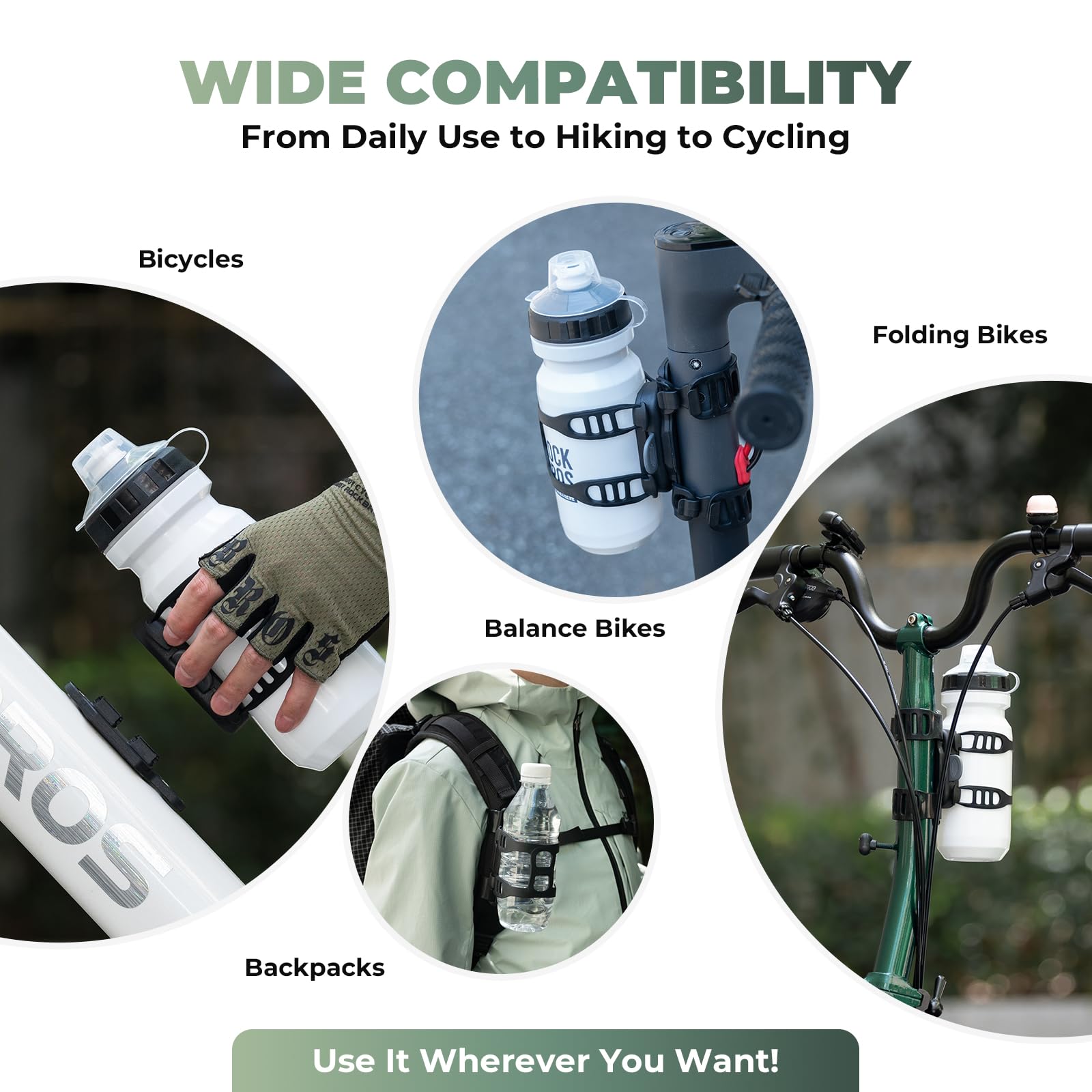 Magnetic Strap Bike Water Bottle Holder with Quick Release Button