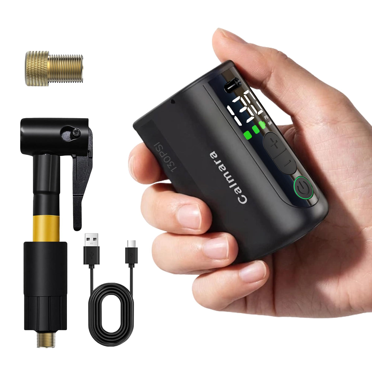 Portable Electric Bike Pump with Gauge Auto Stop and 130 PSI Inflation