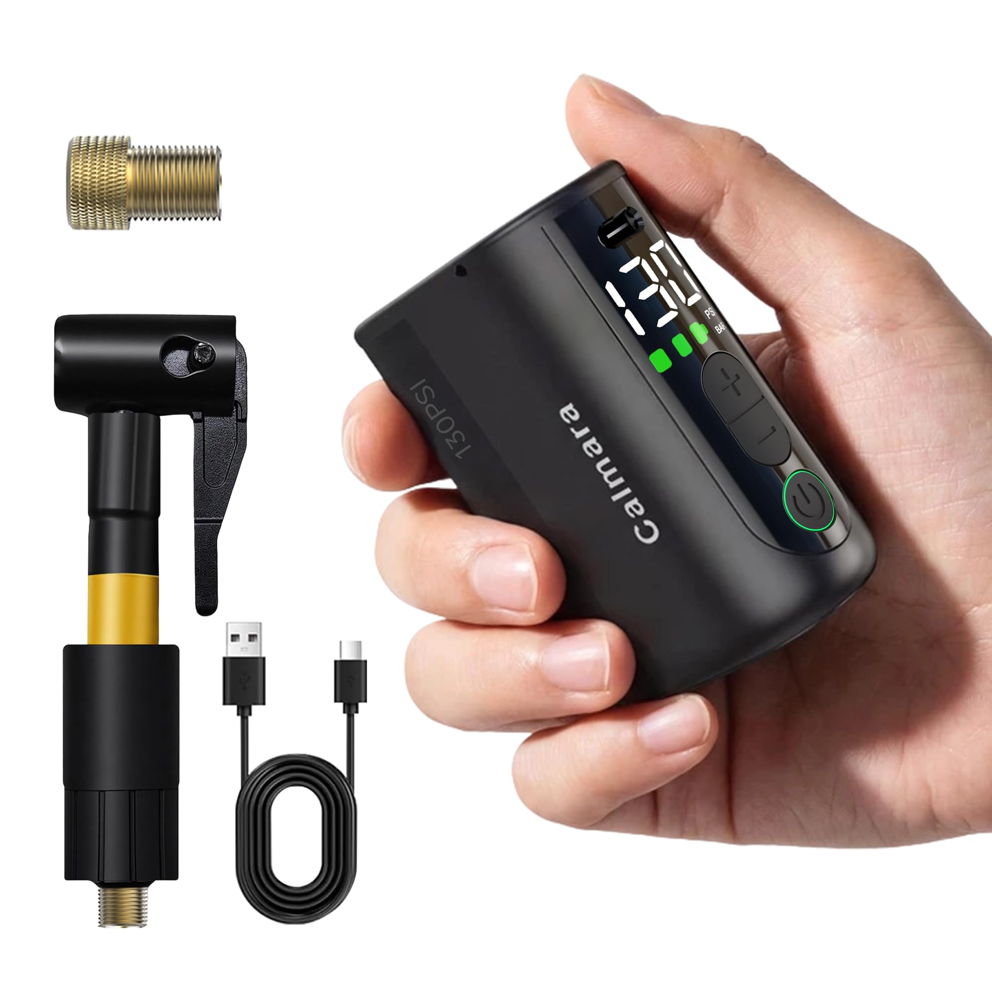 Portable Electric Bike Pump with Gauge Auto Stop and 130 PSI Inflation