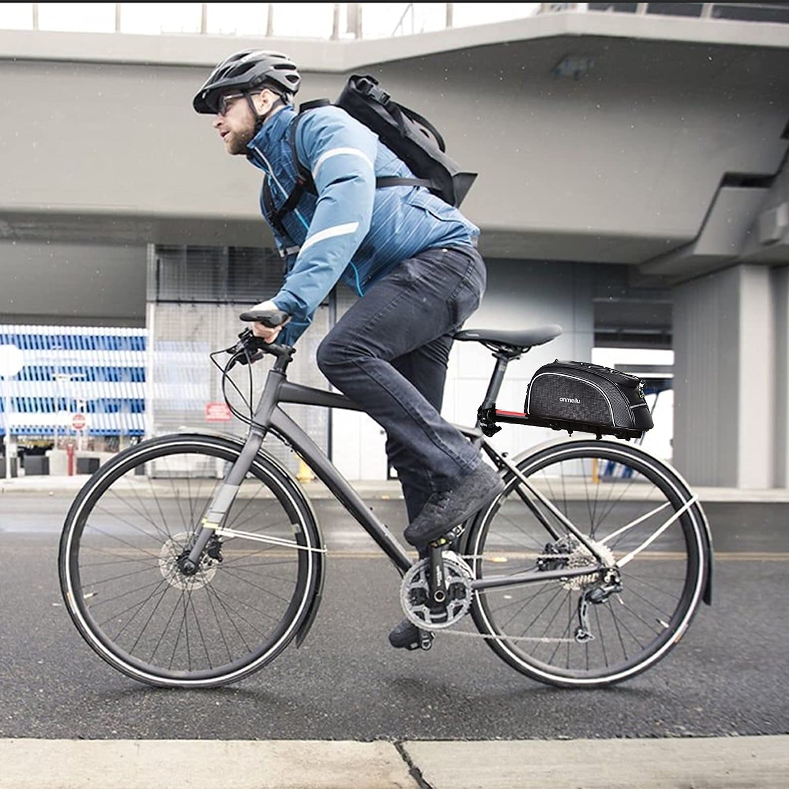 Waterproof Rear Bike Rack Trunk Bag with Pannier Storage for Cycling