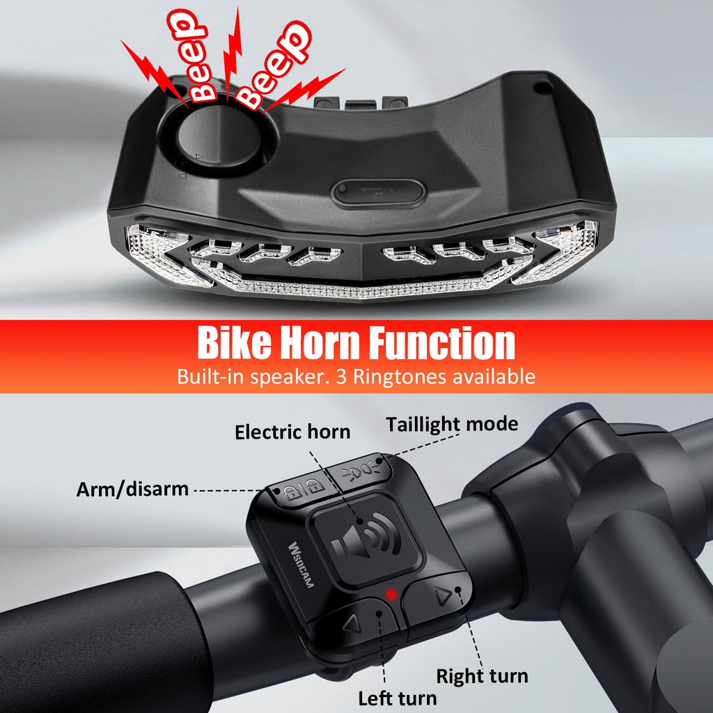 Smart Bike Rack Tail Light with Turn Signals Brake Light and Alarm