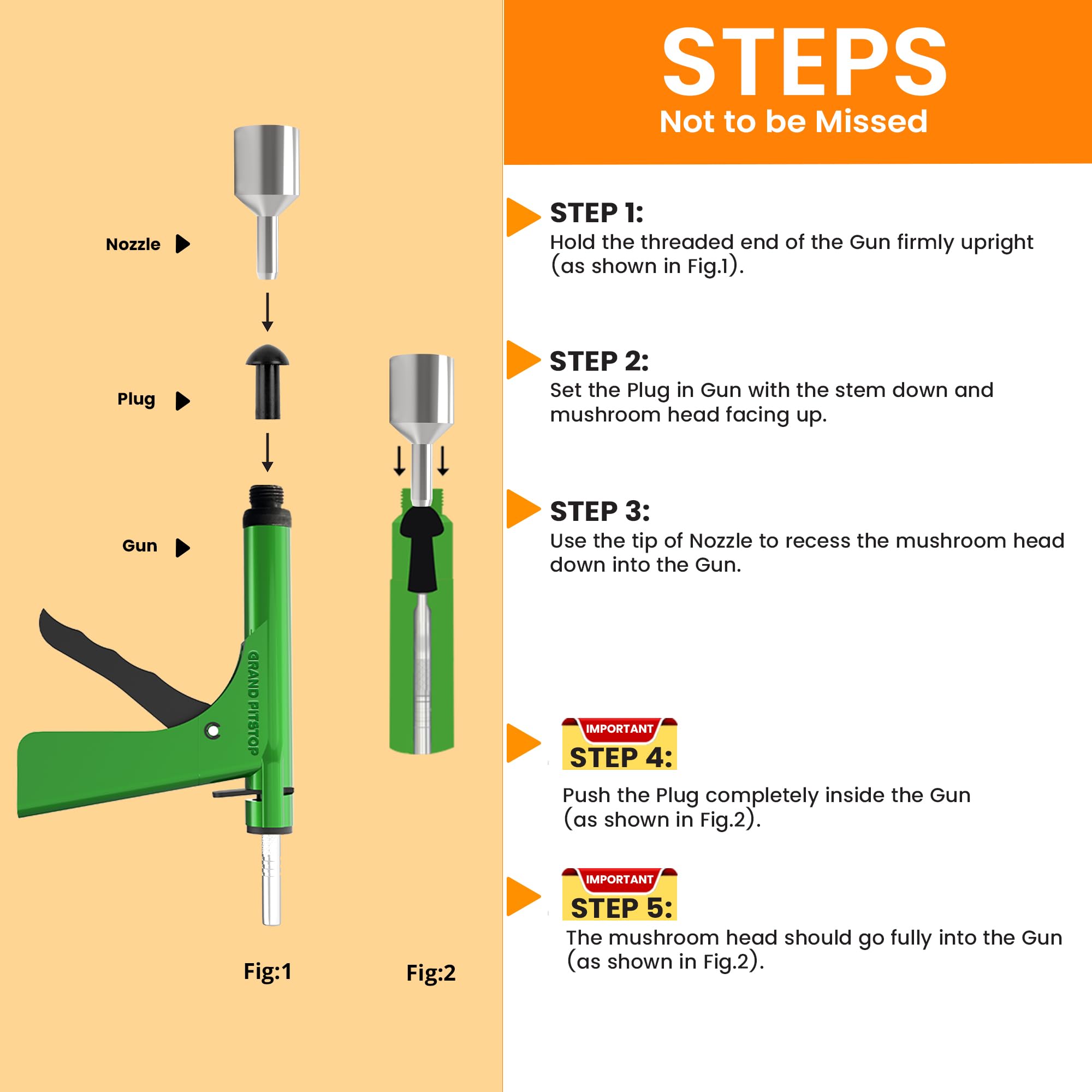 Tubeless Tire Repair Gun Kit with Mushroom Plugs for Cars and Motorcycles
