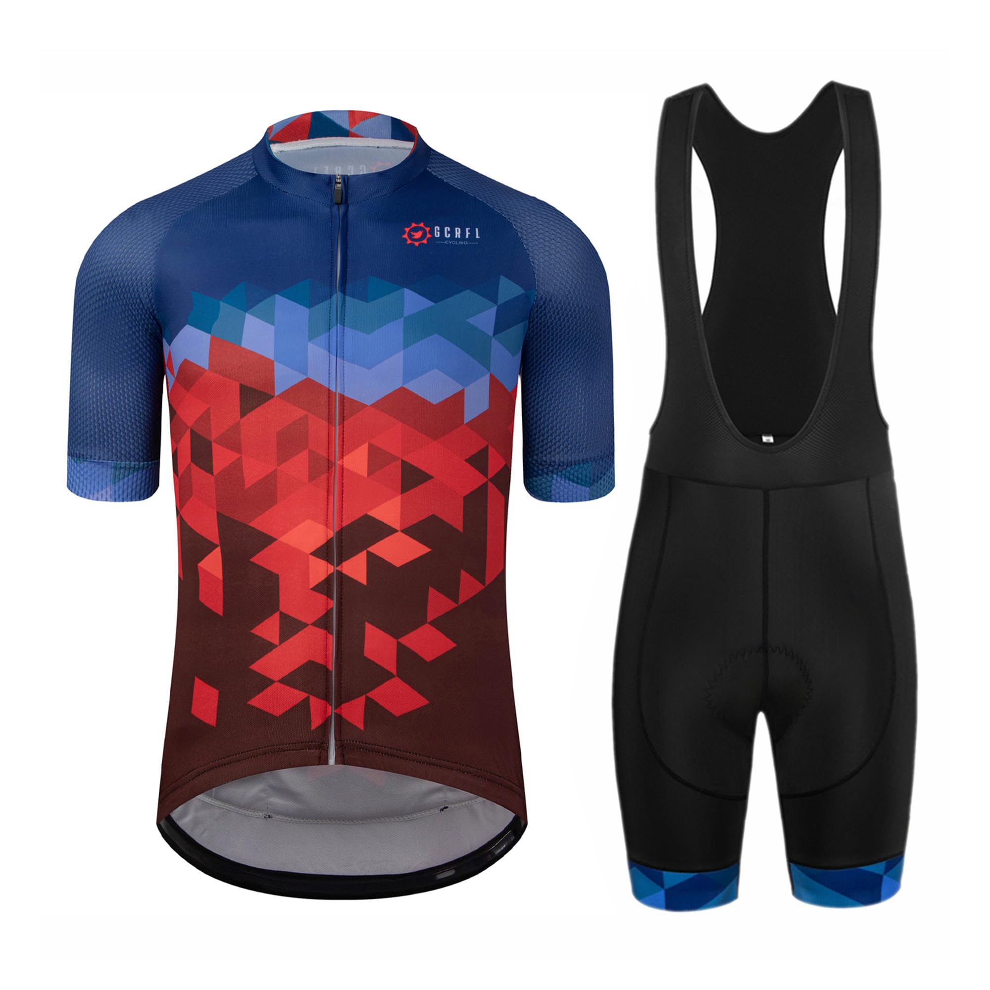 Mens Short Sleeve Road Cycling Jersey and Padded Bib Shorts Set