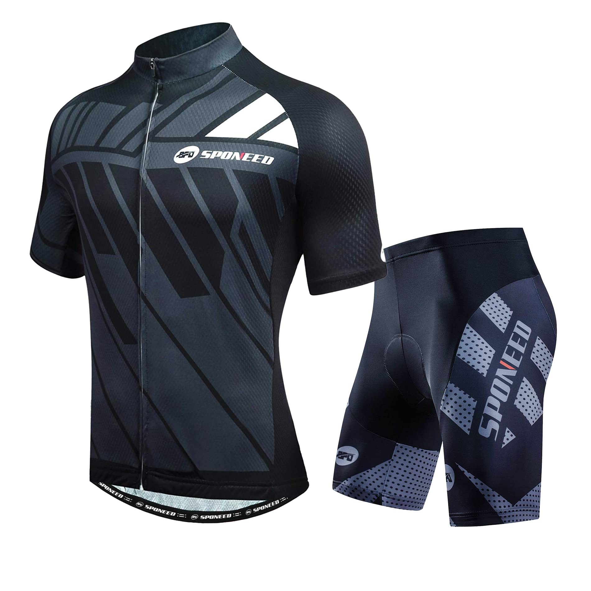 Mens Short Sleeve Cycling Jersey and Padded Road Bike Shorts