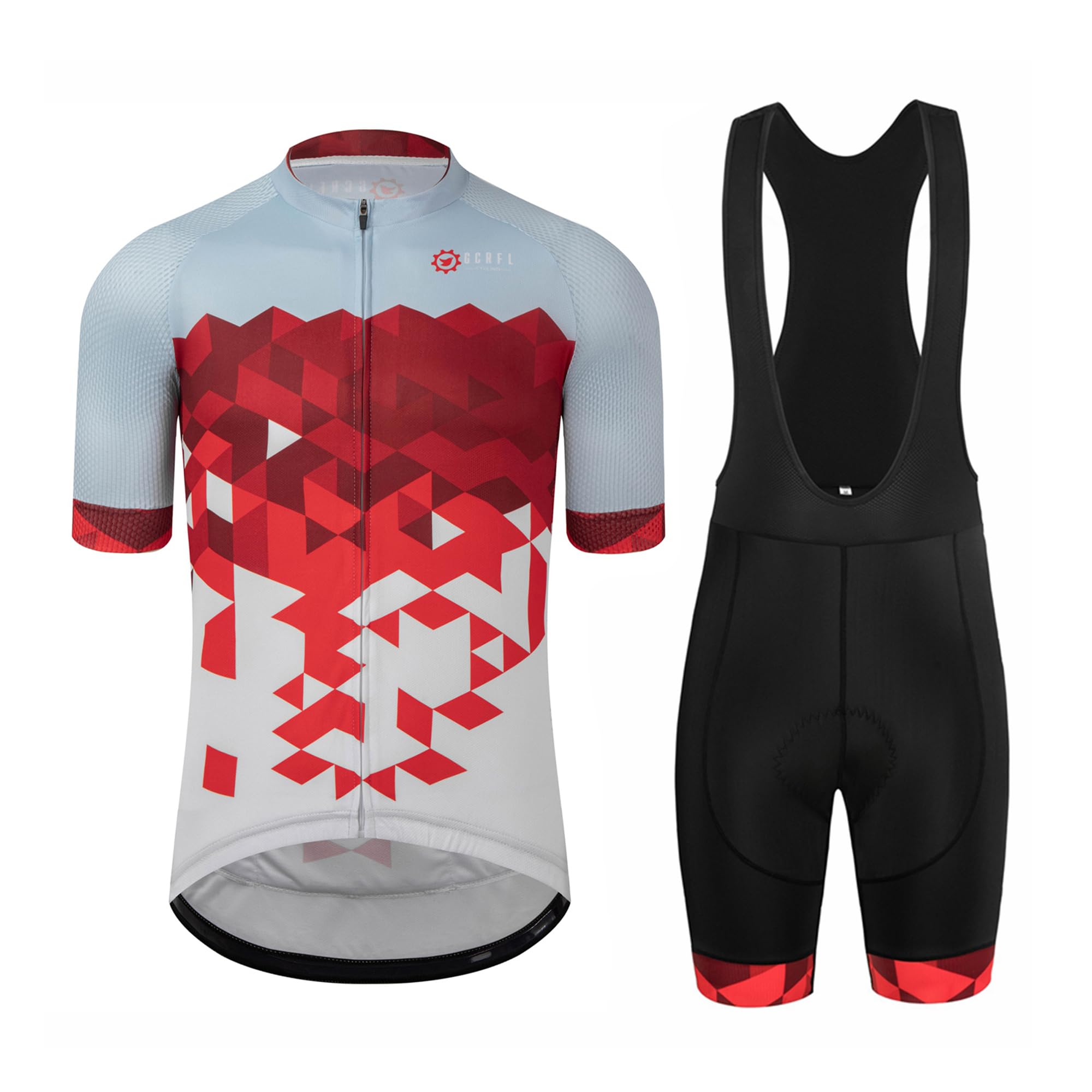 Mens Short Sleeve Road Cycling Jersey and Padded Bib Shorts Set