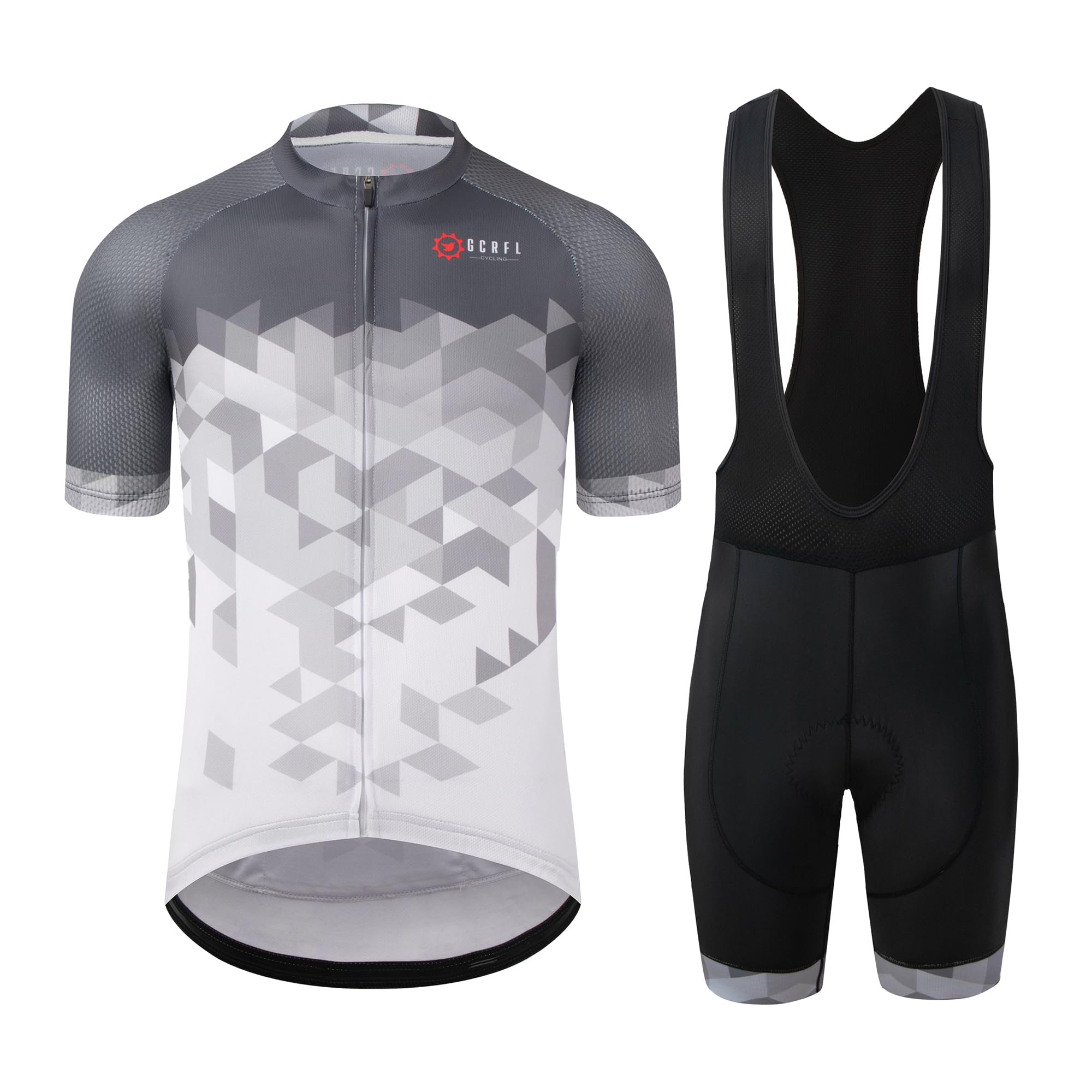 Mens Short Sleeve Road Cycling Jersey and Padded Bib Shorts Set