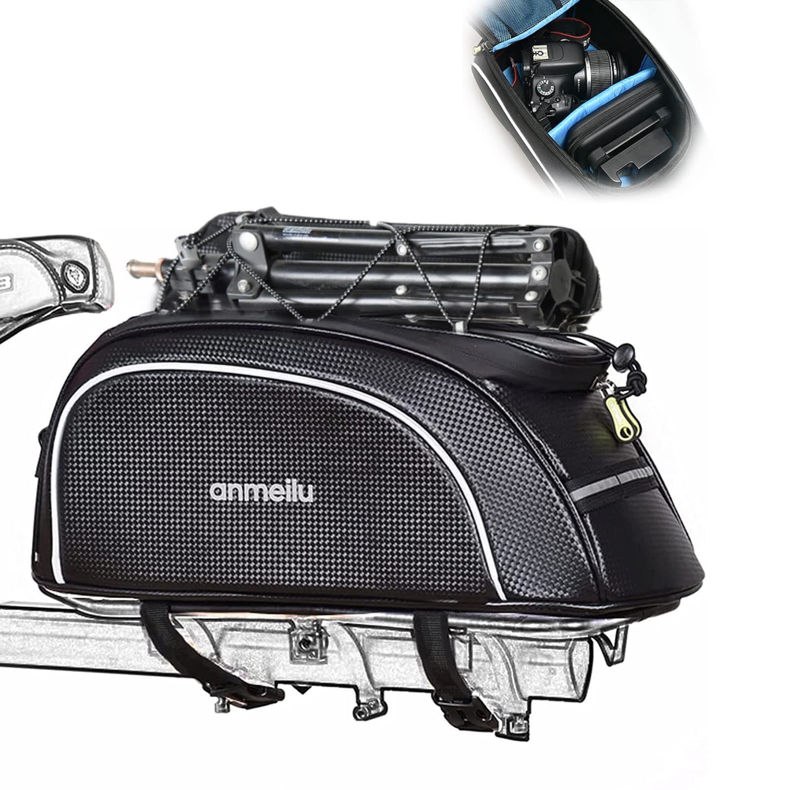 Waterproof Rear Bike Rack Trunk Bag with Pannier Storage for Cycling