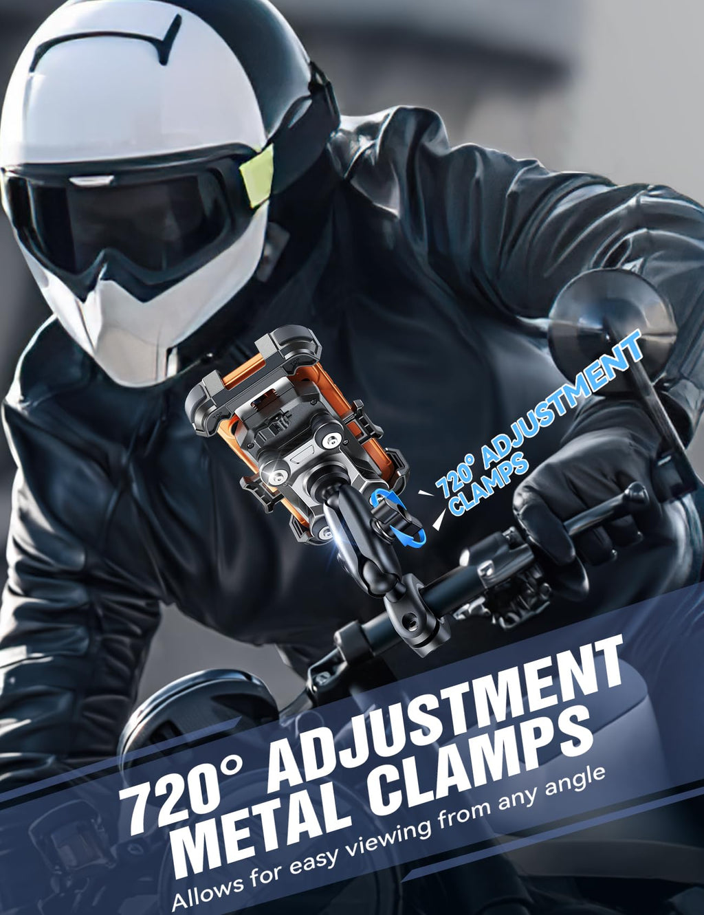 Metal Phone Mount with Dual Vibration Dampener and Handlebar Clamp